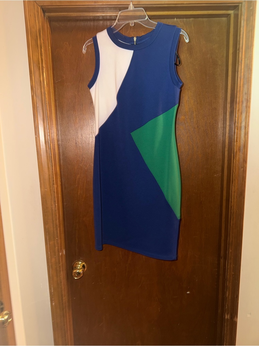 Cynthia Rowley Navy, Green & White Colorblock Sleeveless Shift Dress